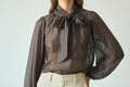 MYD-Blusa Con fiocco marrone