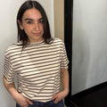 BREND ATELIER- T-Shirt Righe Marrone