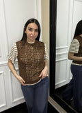 BREND ATELIER-Canotta traforata marrone
