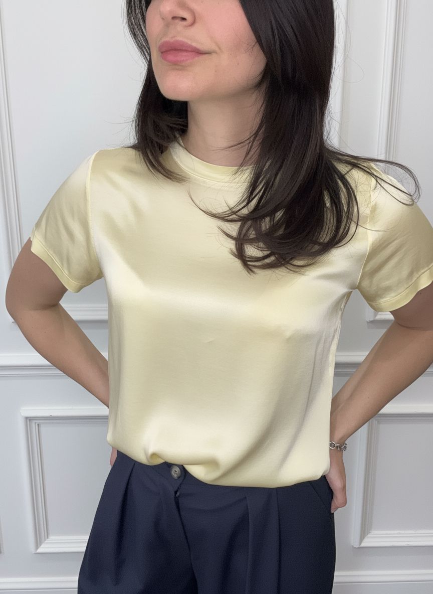 ANYPLACE- T-Shirt  in satin giallo