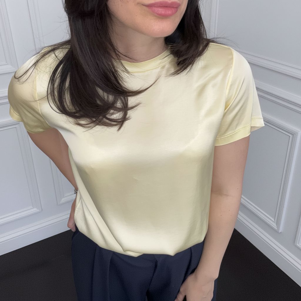 ANYPLACE- T-Shirt  in satin giallo